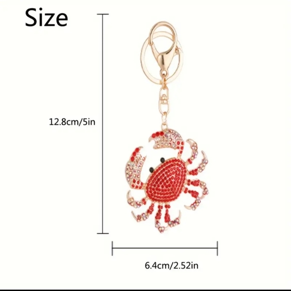 Red rhinestone crab keychain/purse charm, NWT - Picture 3 of 3